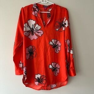 Vince Camuto  Floral Print Long Sleeve Tunic Blouse Size Small Lightweight Boho